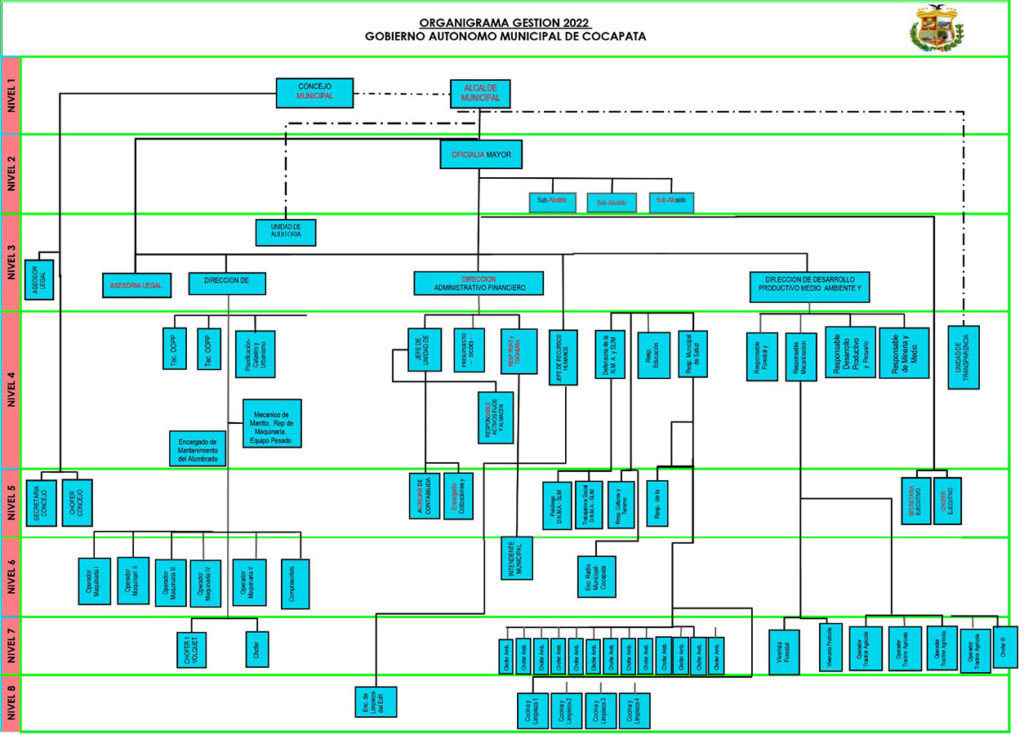 Organigrama del órgano ejecutivo del Gobierno Autónomo Municipal de Cocapata